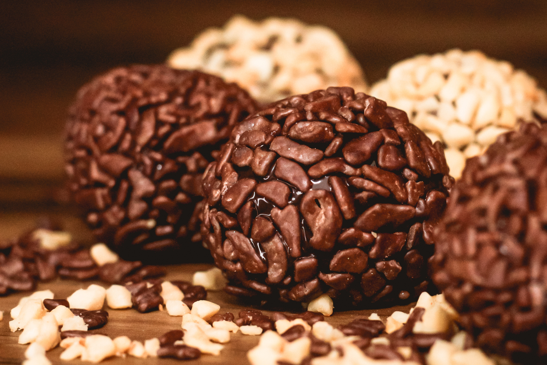 Brown and White Chocolate on White and Brown Textile